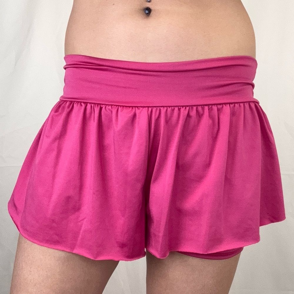 Sweet Hearts Pink Athletic Skort Pleated Faux Wrap Built-In Shorts L